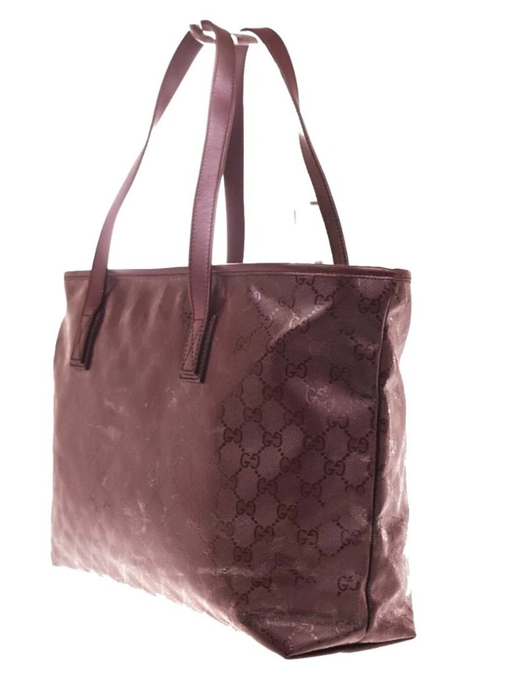 GUCCI Logo GG Pattern Imprime Shoulder Tote Bag PVC Leather Burgundy Red 31MA441 - Picture 3 of 16